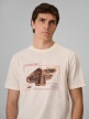 mini: Męski t-shirt z nadrukiem 4F 4FRSS26TTSHM4230 - kremowy (3)