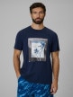  4F Męski tshirt z nadrukiem 4F 4FWSS26TTSHM3034  granatowy Granatowy