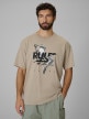 mini: Męski t-shirt z nadrukiem 4F 4FWSS26TTSHM3333 - beżowy (1)