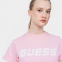 Damski t-shirt z nadrukiem GUESS ESTHER - różowy