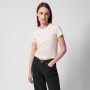 Damski t-shirt crop top Outhorn OTHWSS24TTSHF1478 - beżowy