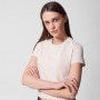 Damski t-shirt crop top Outhorn OTHWSS24TTSHF1478 - beżowy