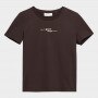 Damski t-shirt z nadrukiem OUTHORN OTHSS23TTSHF413 - brązowy