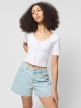 mini: Damski crop top bez nadruku Outhorn OTHWSS24TTSHF1489 - biały (1)