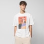  Outhorn Męski tshirt oversize z nadrukiem Outhorn OTHWSS24TTSHM1504  złamana biel Biały