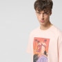 mini: Męski t-shirt oversize z nadrukiem Outhorn OTHWSS24TTSHM1504 - łososiowy (3)