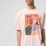 mini: Męski t-shirt oversize z nadrukiem Outhorn OTHWSS24TTSHM1504 - łososiowy (5)