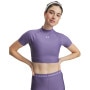 mini: Damska koszulka treningowa Under Armour HeatGear Crop Mock SS - fioletowa (1)