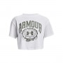 mini: Damski t-shirt z nadrukiem Under Armour UA Collegiate Crest Crop SS - biały (6)