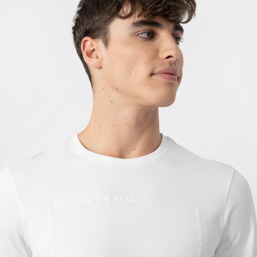 Męski t-shirt z nadrukiem 4F 4FAW22TTSHM746 - biały