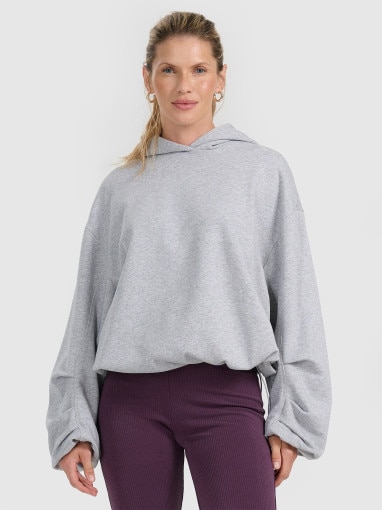  4F Damska bluza nierozpinana z kapturem 4F 4FRAW25TSWSF2462  szara Szary
