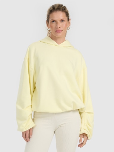  4F Damska bluza nierozpinana z kapturem 4F 4FRAW25TSWSF2462  żółta żółty