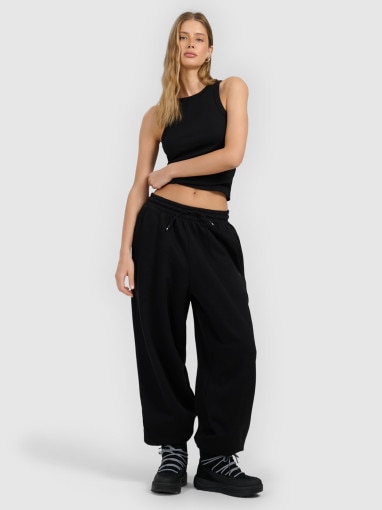  4F Damskie spodnie dresowe joggery 4F 4FRAW25TTROF1706  czarne Czarny