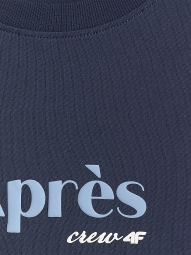 Damski t-shirt z nadrukiem 4F 4FRAW25TTSHF3410 - granatowy