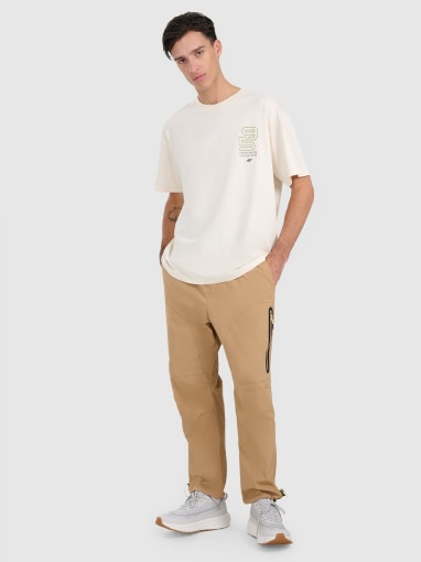 Męski t-shirt z nadrukiem 4F 4FRAW25TTSHM3220 - biały