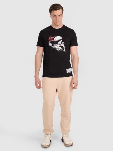 Męski t-shirt z nadrukiem 4F 4FRAW25TTSHM3235 - czarny