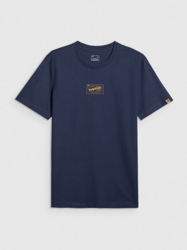  4F Męski tshirt z nadrukiem 4F 4FRAW25TTSHM3377  granatowy Granatowy