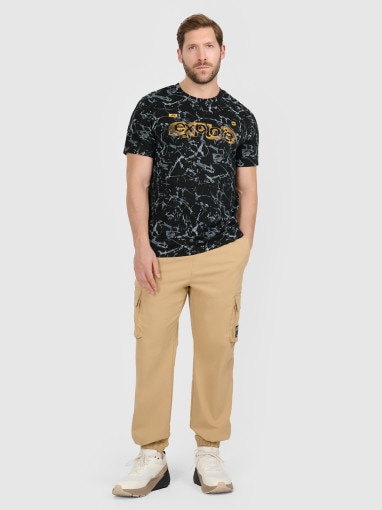 Męski t-shirt z nadrukiem 4F 4FRAW25TTSHM3379 - czarny