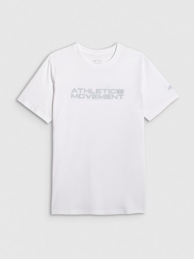  4F Męski tshirt z nadrukiem 4F 4FRAW25TTSHM3384  biały Biały