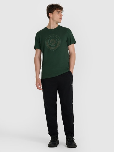Męski t-shirt z nadrukiem 4F 4FRAW25TTSHM3338 - zielony