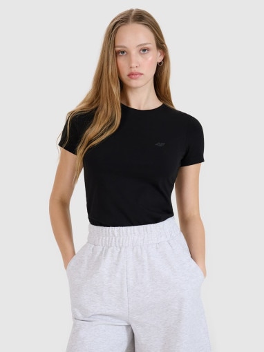  4F Damski tshirt bez nadruku (2pack) 4F 4FRMM00TTSHF2709  czarny Czarny