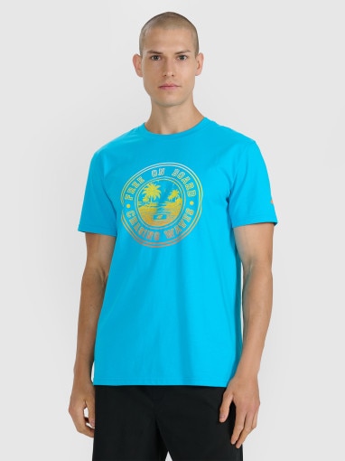  4F Męski tshirt z nadrukiem 4F 4FRSS25TTSHM3156  niebieski Niebieski