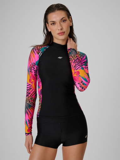 Obrazek dla: 4F Damski longsleeve do pływania i sportów wodnych UPF50+ 4F 4FRSS26TFLOF661  multikolor Multikolor