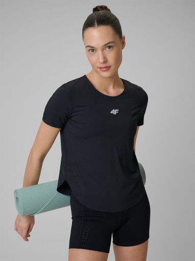  4F Damska koszulka treningowa 4F 4FRSS26TFTSF2335  czarna Czarny