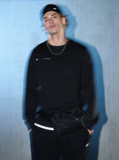 Męski longsleeve z nadrukiem 4F 4FRSS26TLONM660 - czarny