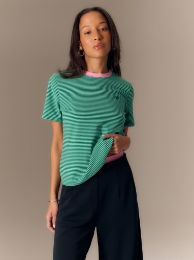 Obrazek dla: 4F Damski tshirt w paski 4F 4FRSS26TTSHF3702  zielony Zielony