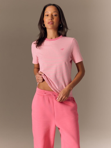 Obrazek dla: 4F Damski tshirt w paski 4F 4FRSS26TTSHF3702  różowy Różowy