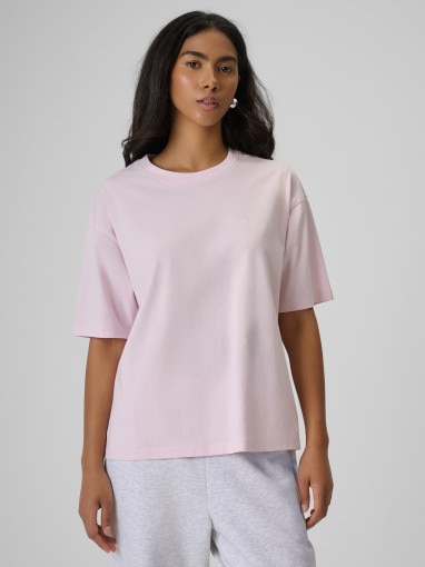 Damski t-shirt z nadrukiem 4F 4FRSS26TTSHF3794 - różowy