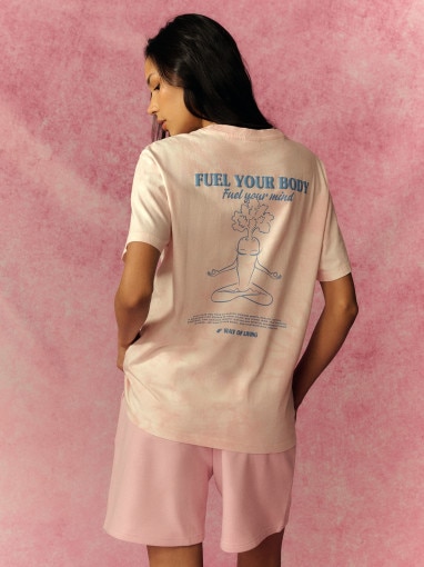 Damski t-shirt z nadrukiem 4F 4FRSS26TTSHF3851 - różowy