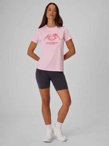 Damski t-shirt z nadrukiem 4F 4FRSS26TTSHF4019 - różowy