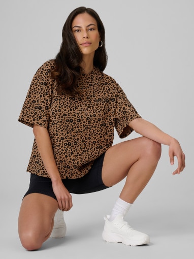 Damski t-shirt z nadrukiem 4F 4FRSS26TTSHF4024 - brązowy