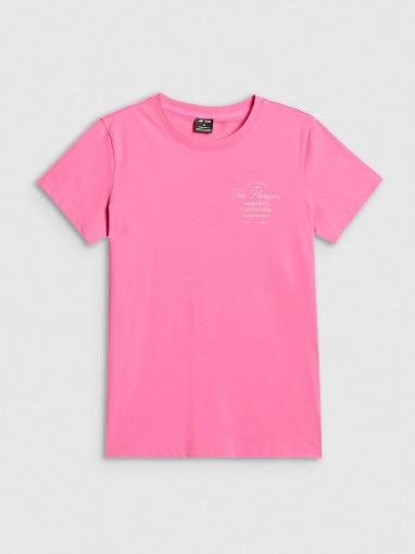 Obrazek dla: 4F Damski tshirt z nadrukiem 4F 4FRSS26TTSHF4537  różowy Różowy