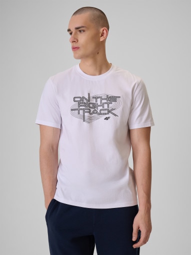 Obrazek dla: 4F Męski tshirt z nadrukiem 4F 4FRSS26TTSHM3804  biały Biały