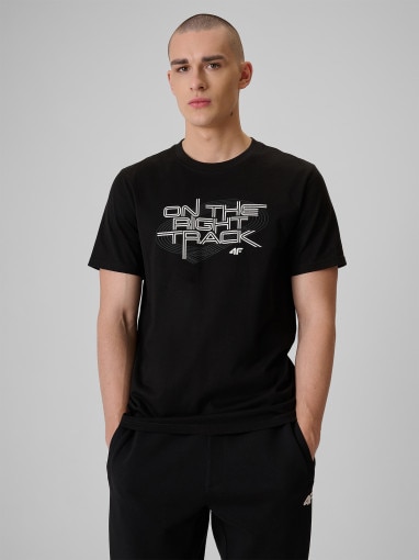 Obrazek dla: 4F Męski tshirt z nadrukiem 4F 4FRSS26TTSHM3804  czarny Czarny