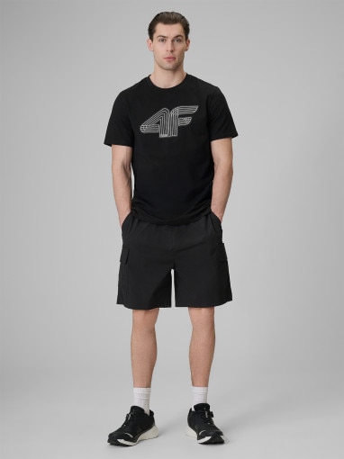 Męski t-shirt z nadrukiem 4F 4FRSS26TTSHM3805 - czarny