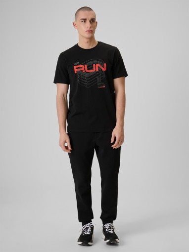 Męski t-shirt z nadrukiem 4F 4FRSS26TTSHM3806 - czarny
