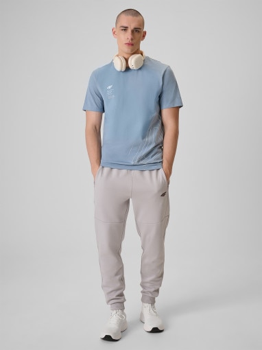 Męski t-shirt z nadrukiem 4F 4FRSS26TTSHM3809 - niebieski