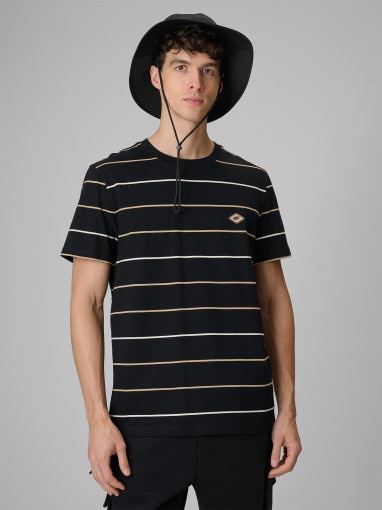  4F Męski tshirt z nadrukiem 4F 4FRSS26TTSHM3812  czarny Czarny