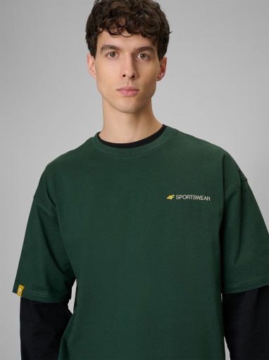 Męski t-shirt z nadrukiem 4F 4FRSS26TTSHM3813 - zielony