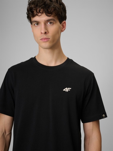 Męski t-shirt z nadrukiem 4F 4FRSS26TTSHM3814 - czarny