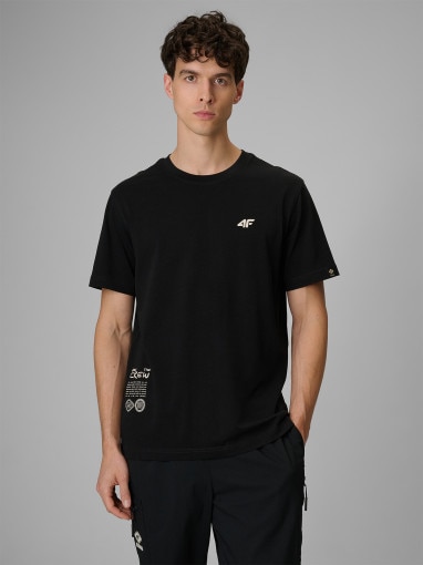  4F Męski tshirt z nadrukiem 4F 4FRSS26TTSHM3814  czarny Czarny