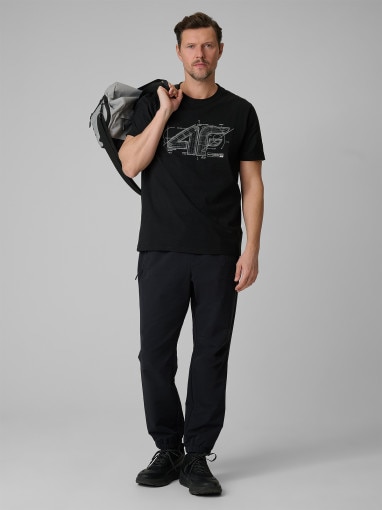Męski t-shirt z nadrukiem 4F 4FRSS26TTSHM3989 - czarny