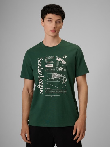 Obrazek dla: 4F Męski tshirt z nadrukiem 4F 4FRSS26TTSHM4008  zielony Zielony