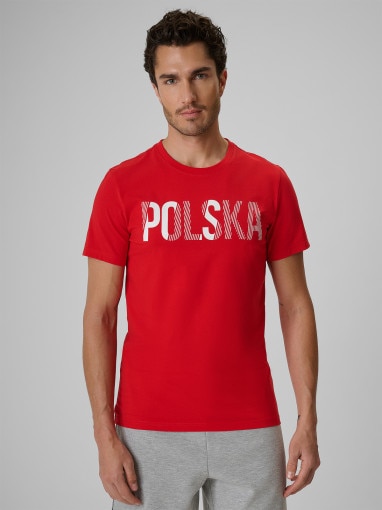 Obrazek dla: 4F Męska koszulka kibica 4F 4FRSS26TTSHM4202  czerwona Czerwony