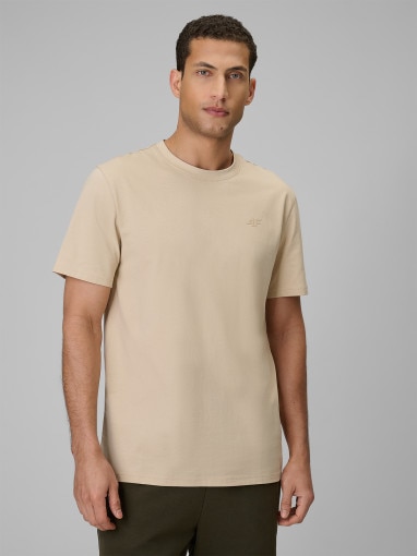 Obrazek dla: 4F Męski tshirt bez nadruku 4F 4FRSS26TTSHM4261 beżowy Beżowy