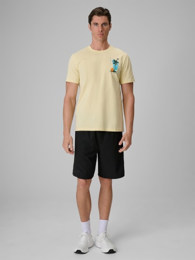Męski t-shirt z nadrukiem 4F 4FRSS26TTSHM4301 - żółty
